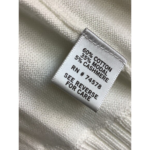 Cache Open Front Cardigan Sweater Cotton Modal Cashmere Women's XS Ivory Cream - Picture 6 of 10